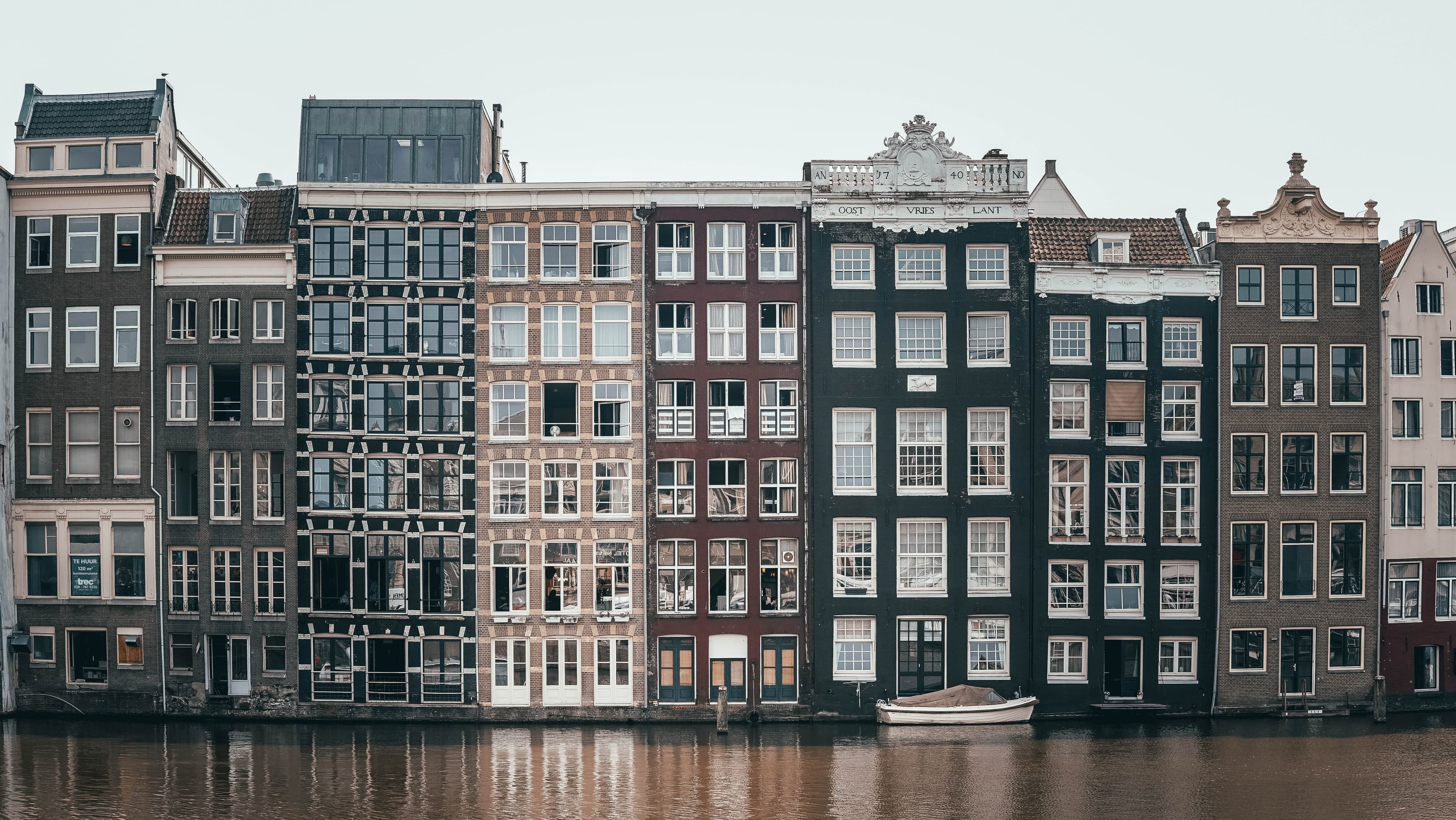 Houses next to a canal in Amsterdam