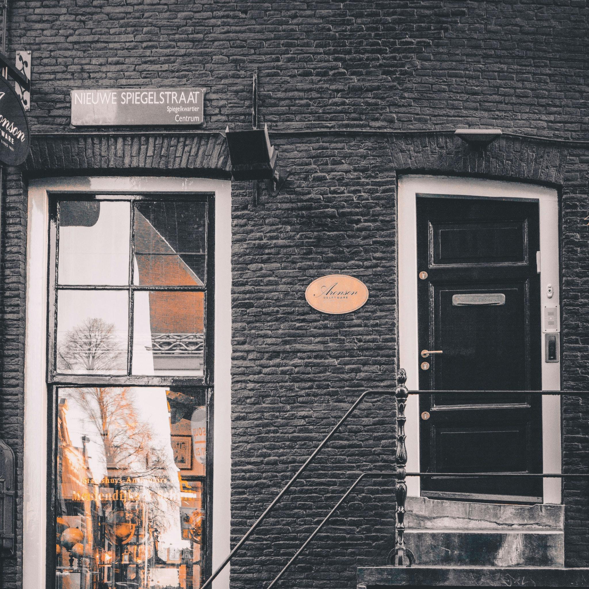 Closeup of a typical house door in Amsterdam.