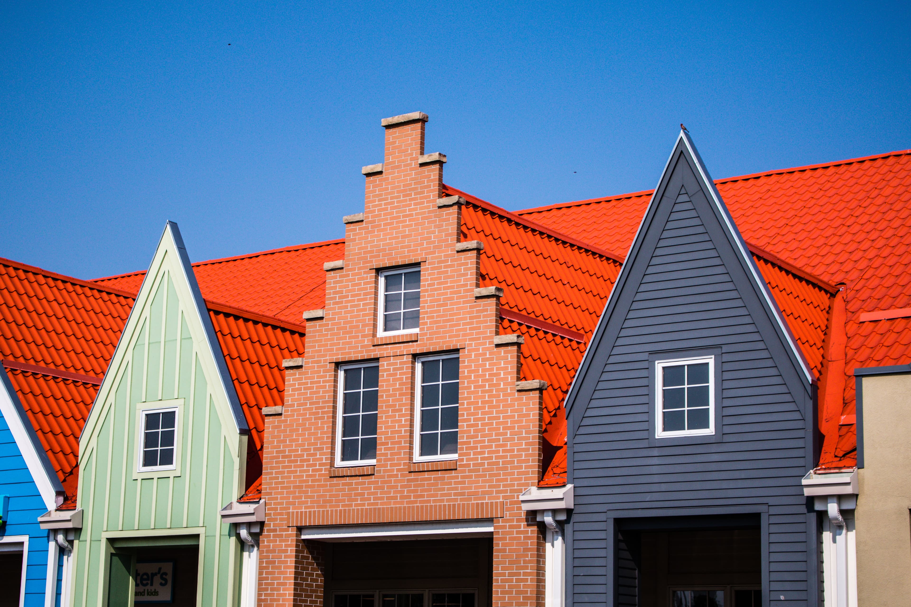 Closeup of colorful Amsterdam roofs